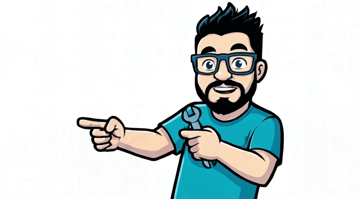 Appliance Geeks mascot, a cartoon repair technician pointing to the booking buttons